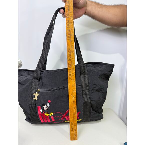 Mickey Mouse Disney Tote Bag Black Zipper Travel Zip Close Casual 18x12 Vintage - Picture 11 of 14